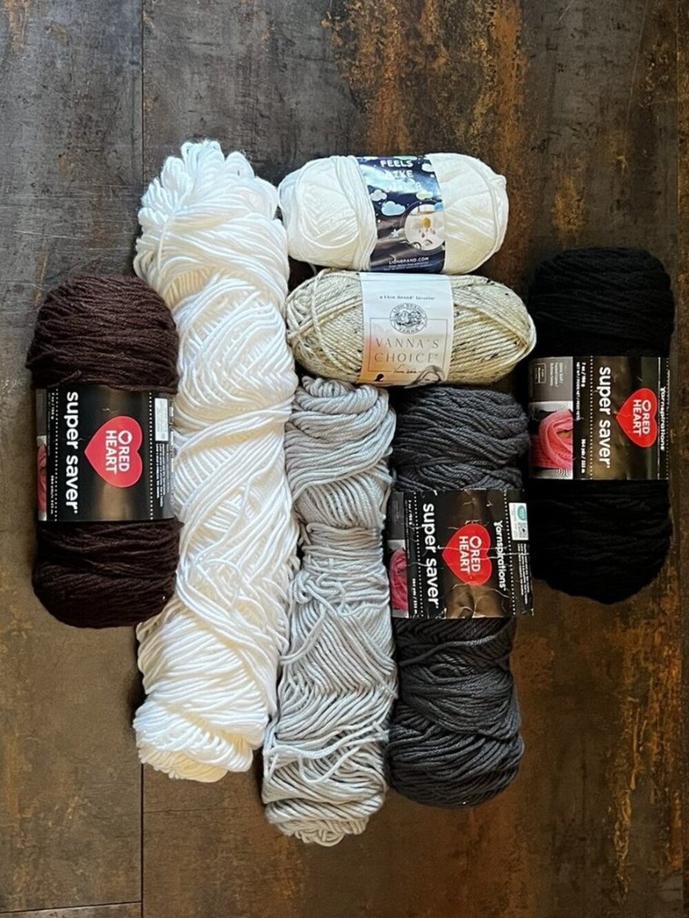 Lot of 7 Leftover Neutral Yarns, Medium 4, Various Amounts